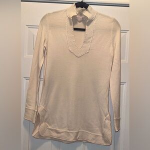 Tory Burch Soft 100% Merino Wool Cream Tunic Sweater